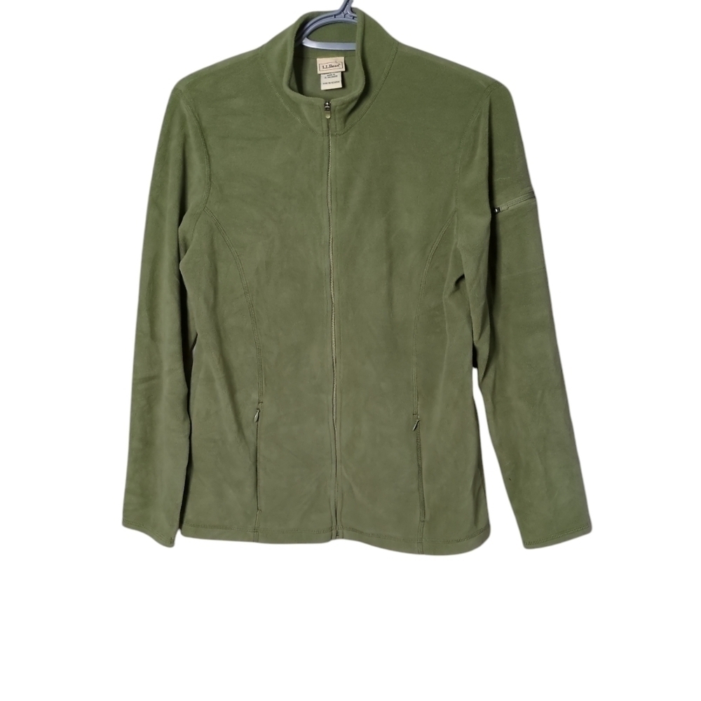 L.L. Bean Women's Feather Fleece, Full-Zip Olive Green Size‎ Small